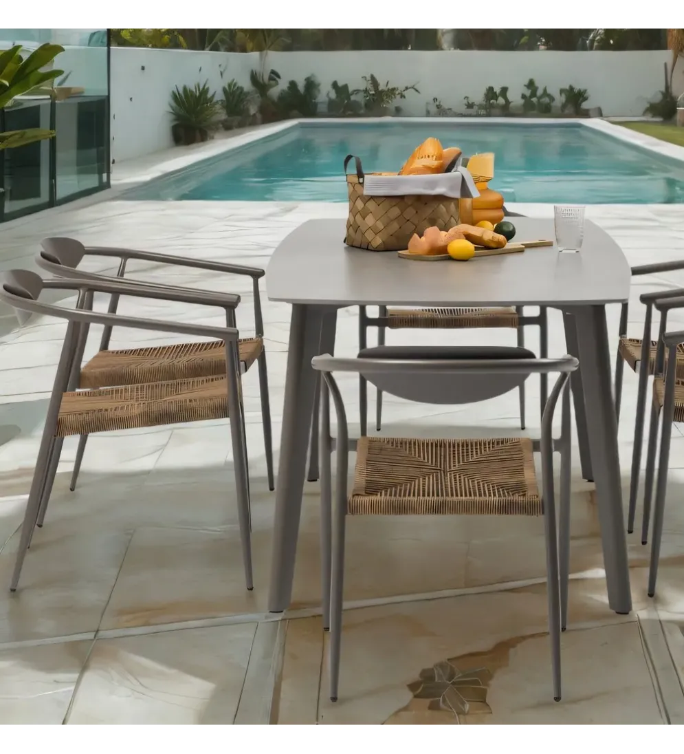 Stół ogrodowy MARIN 180 cm szary beżowy porcelanowy blat