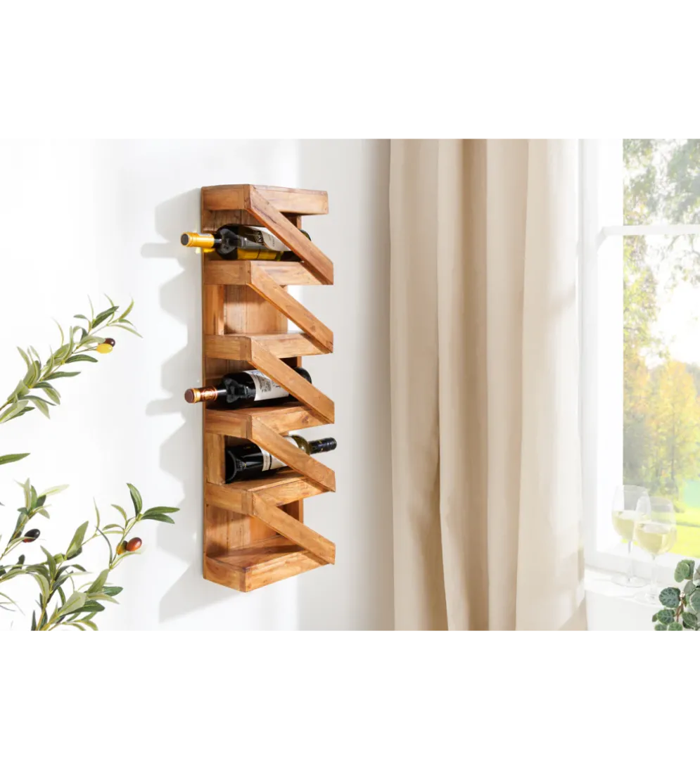 Stojak na wino MAKASSAR 80 cm na 5 butelek drewno teak