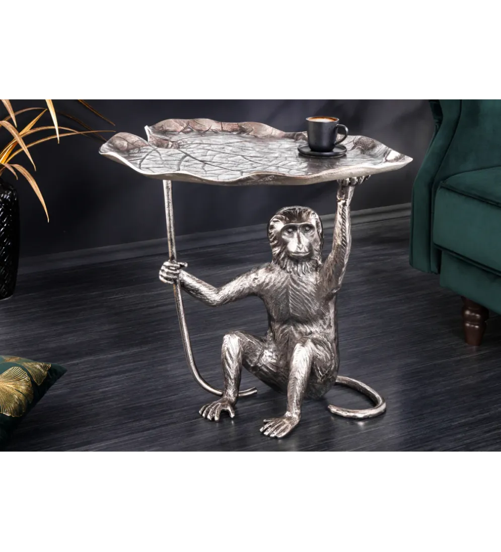 Stolik kawowy WILDLIFE MONKEY 55 cm srebrny
