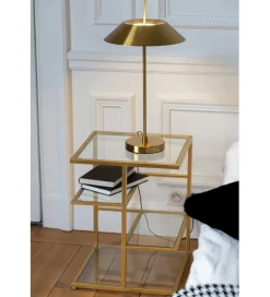 Stolik nocny RACKYN 40 cm szklana złota