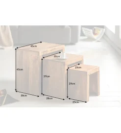 Stolik Finice Craft kawowy Makassar SET 3 drewno mango