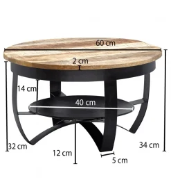 Stolik kawowy AFLAN 60 cm drewno mango