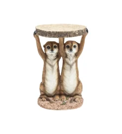 Stolik kawowy ANIMAL MEERKAT SISTERS 33 cm brązowy