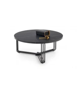 Stolik kawowy ANTICA 80 cm w optyce czarnego marmuru