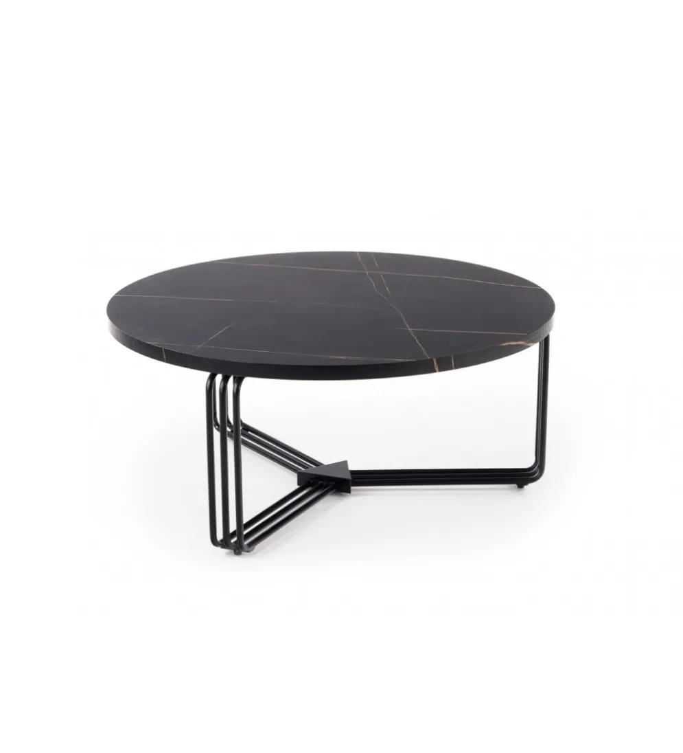 Stolik kawowy ANTICA 80 cm w optyce czarnego marmuru