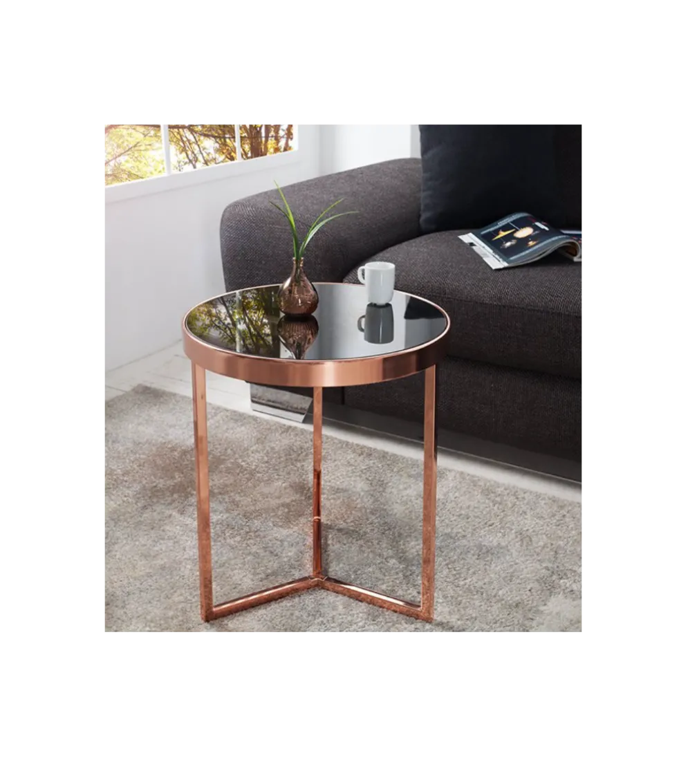 Stolik kawowy Art Deco 45 cm czarno miedziany