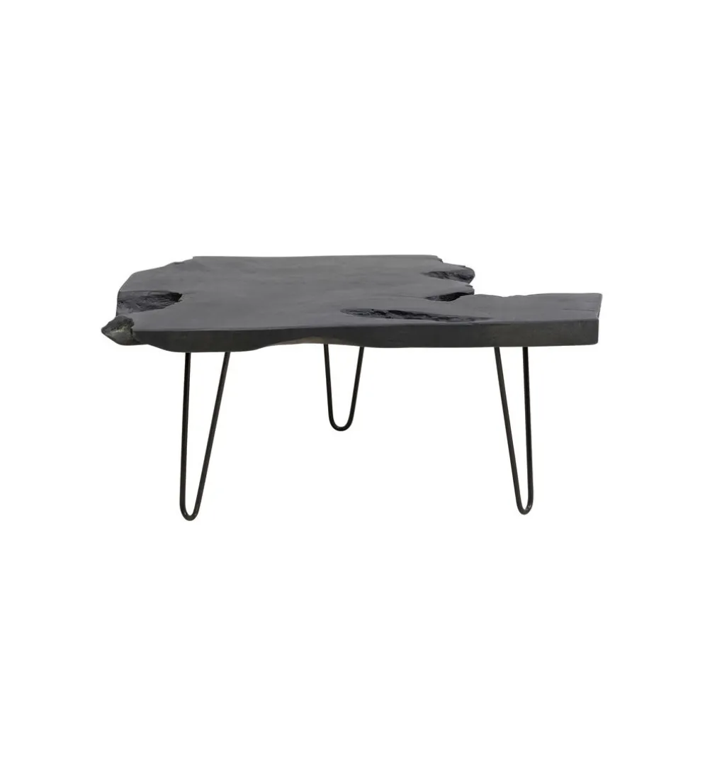 Stolik kawowy ASPEN 100 cm drewno teak czarny