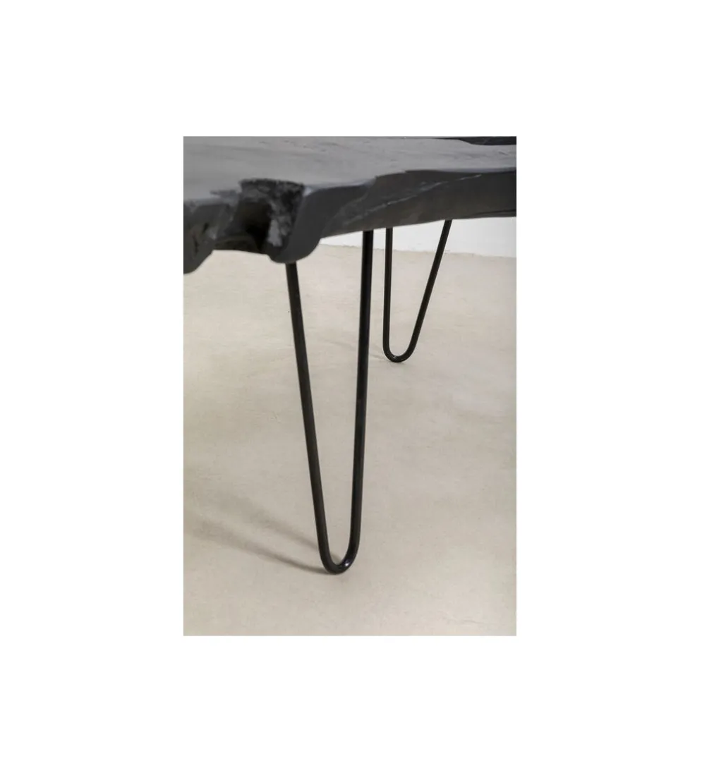 Stolik kawowy ASPEN 100 cm drewno teak czarny