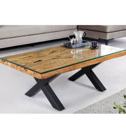 Stolik kawowy BARRACUDA110 cm drewno teak bez szkła