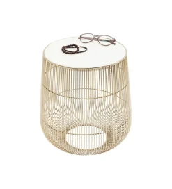 Stolik kawowy BEAM 32 cm biały marmur brąz