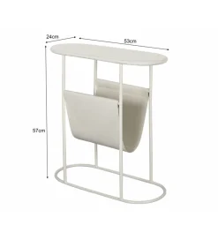 Stolik kawowy boczny BRIX LUNA 57 cm biały