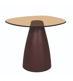 Stolik kawowy boczny BRIX MYLON 50 cm burgundowy szklany