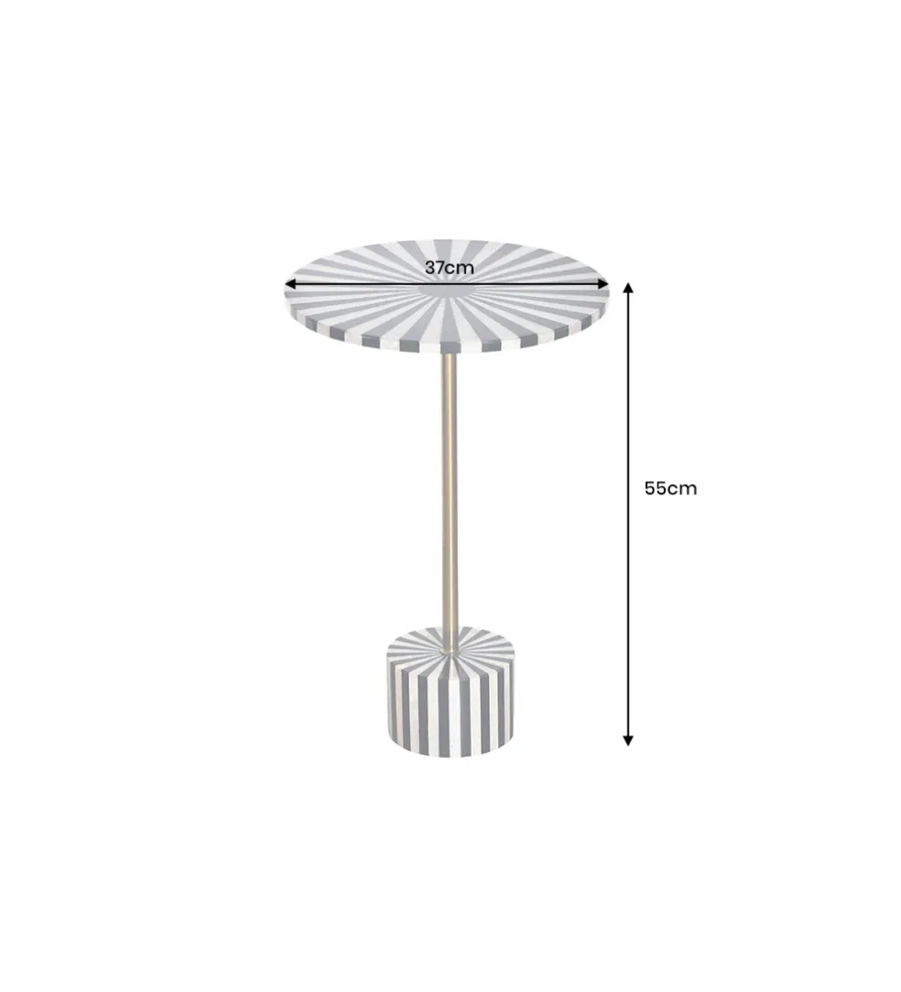 Stolik kawowy boczny HARMONY NATURE 55 cm czarnobiały złoty