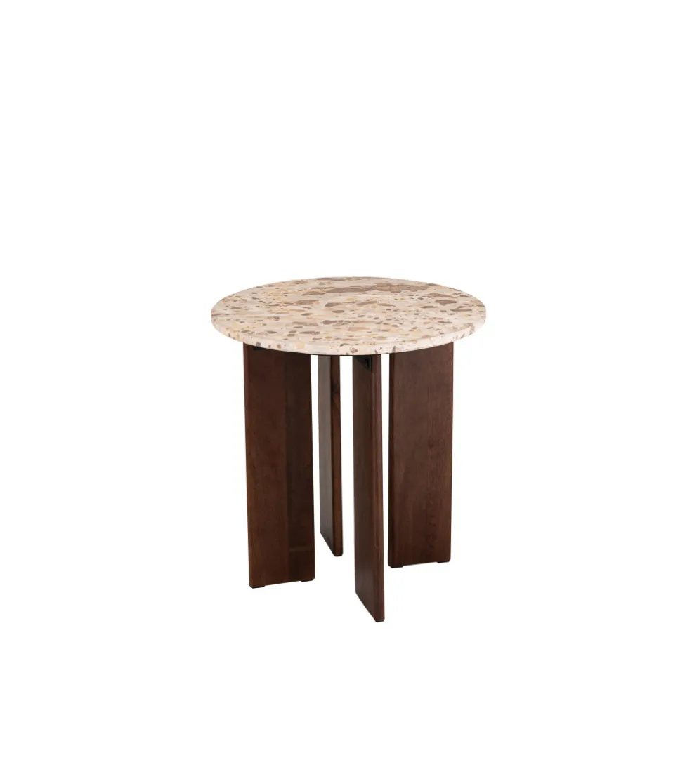 Stolik kawowy boczny MATHILDE 50 cm w optyce marmuru