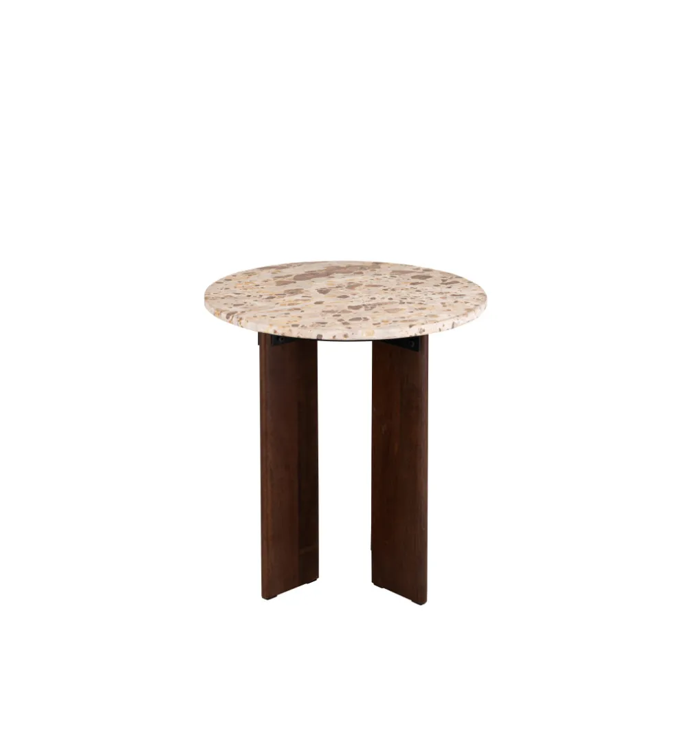 Stolik kawowy boczny MATHILDE 50 cm w optyce marmuru