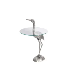 Stolik kawowy boczny WILDLIFE HERON 90 cm srebrny