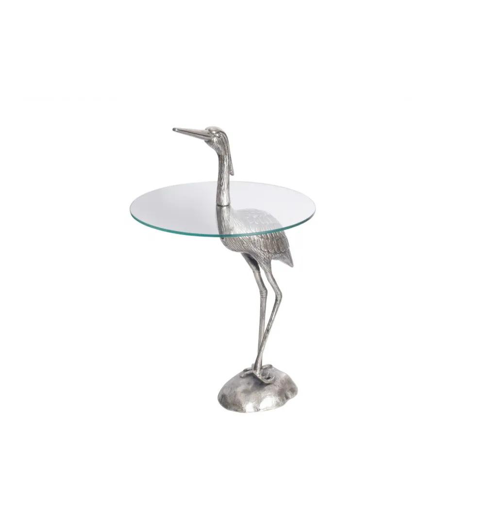 Stolik kawowy boczny WILDLIFE HERON 90 cm srebrny