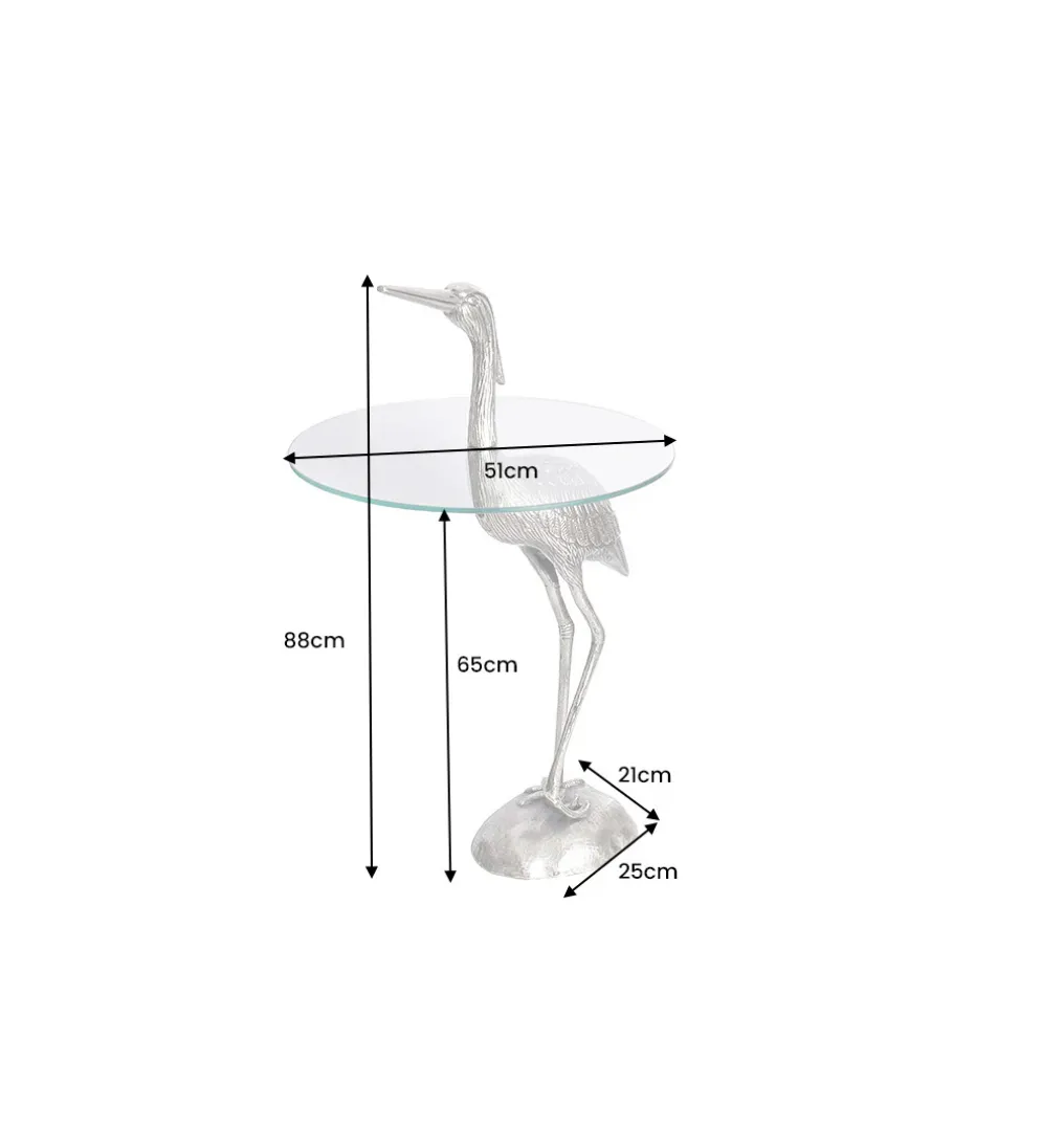 Stolik kawowy boczny WILDLIFE HERON 90 cm srebrny