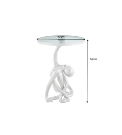 Stolik kawowy boczny WILDLIFE OCTOPUS 55 cm srebrny