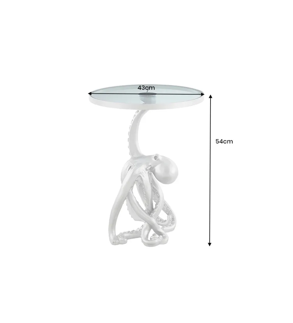 Stolik kawowy boczny WILDLIFE OCTOPUS 55 cm srebrny