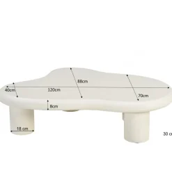 Stolik kawowy Brix Feline Sandy 120 cm Kość Słoniowa