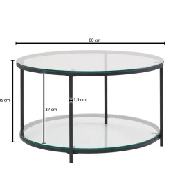 Stolik kawowy CALVIA 80 cm transparentny