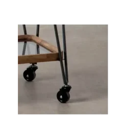 Stolik kawowy DEST 50 cm drewno kauczuk na kółkach