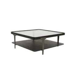 Stolik kawowy DIVINE 100 cm drewno jesion szklany
