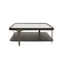 Stolik kawowy DIVINE 100 cm drewno jesion szklany