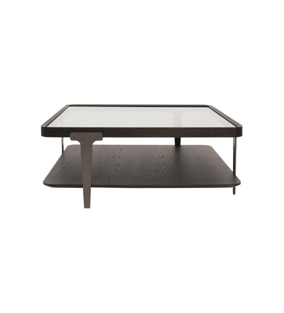Stolik kawowy DIVINE 100 cm drewno jesion szklany