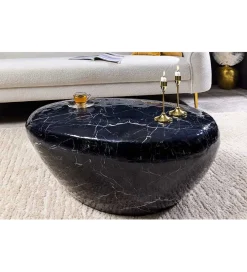Stolik kawowy EROCK 75 cm w optyce czarnego marmuru