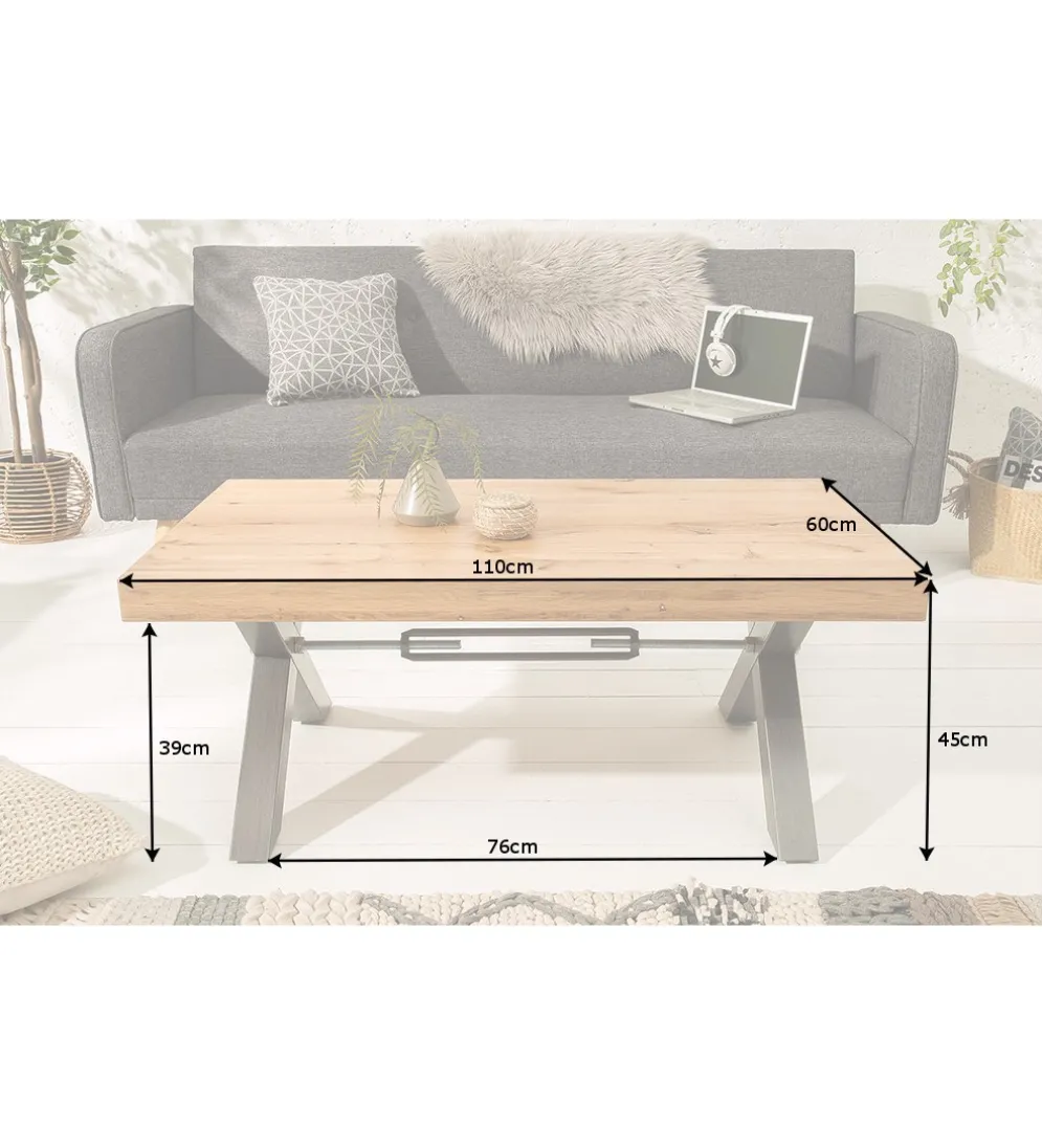 Stolik kawowy FACTORY 110 cm drewno dąb dziki