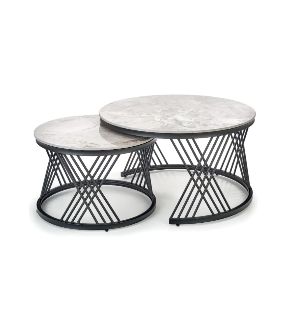 Stolik Kawowy FLAMINGO set 2 w kolorze szarego marmuru