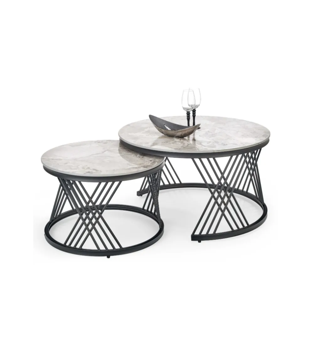 Stolik Kawowy FLAMINGO set 2 w kolorze szarego marmuru
