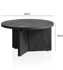 Stolik kawowy HINO 60 cm drewno mango czarny