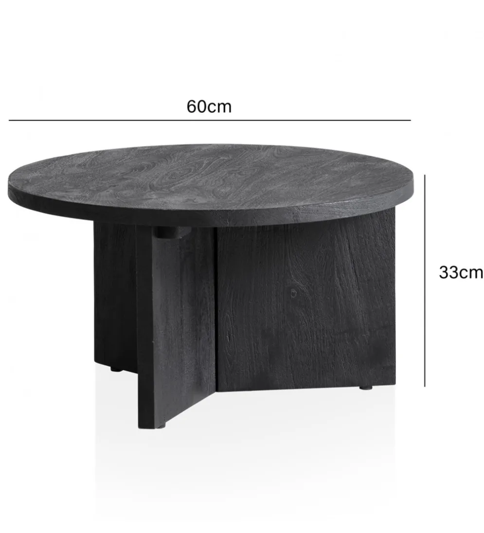 Stolik kawowy HINO 60 cm drewno mango czarny