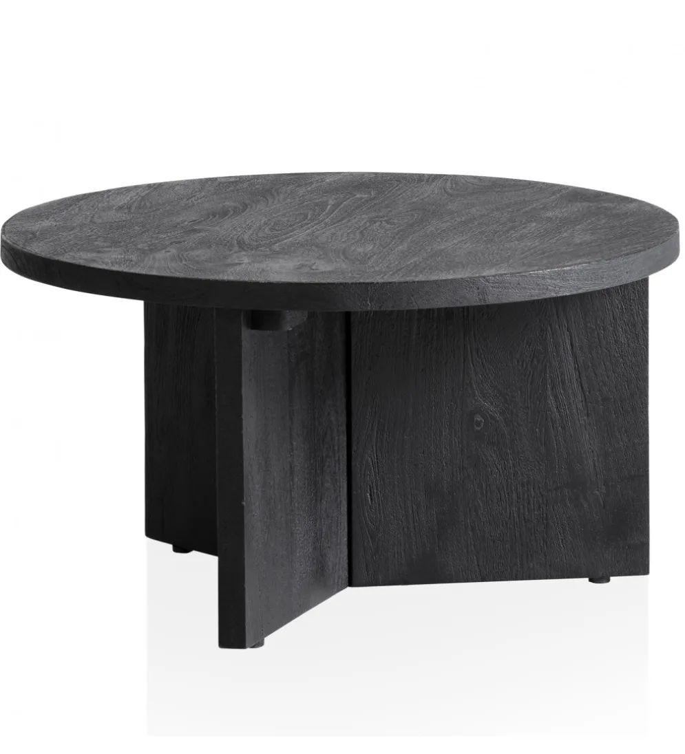 Stolik kawowy HINO 60 cm drewno mango czarny