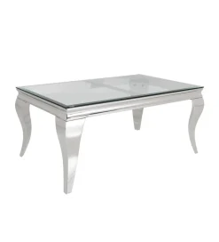 Stolik kawowy MODERN BAROCK BARRACUDA 100 cm chromowany szklany blat BEZ blatu tekowego