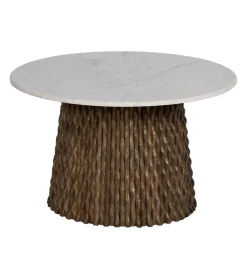 Stolik kawowy NIZAMES 80 cm drewno mango marmur