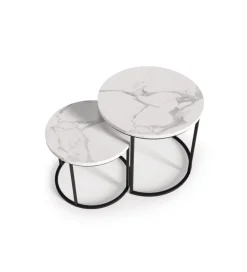 Stolik Kawowy OREO set 2 w kolorze białego marmuru