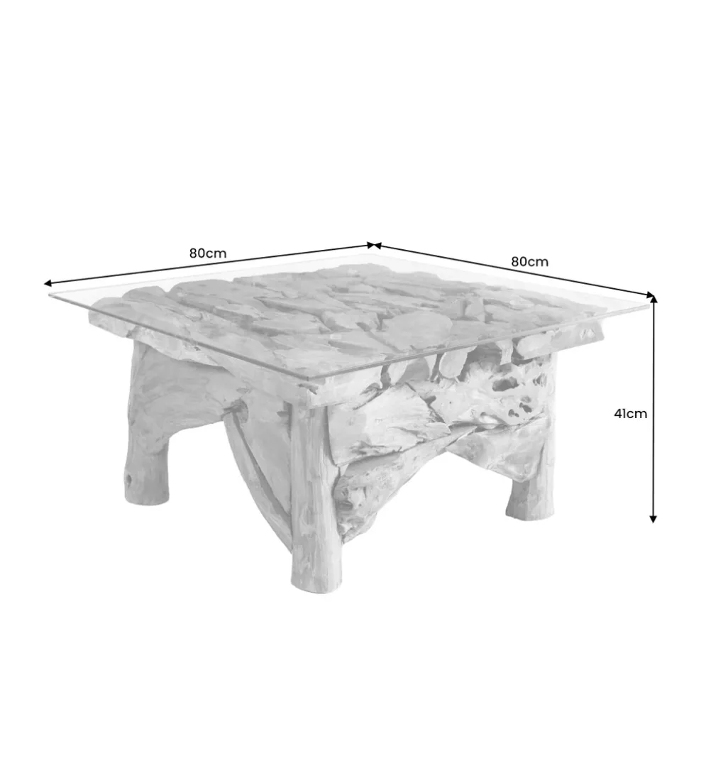 Stolik kawowy RIVERSIDE 80 cm drewno teak bez szkła
