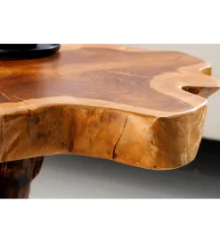 Stolik kawowy ROOT 40 cm drewno teak naturalny