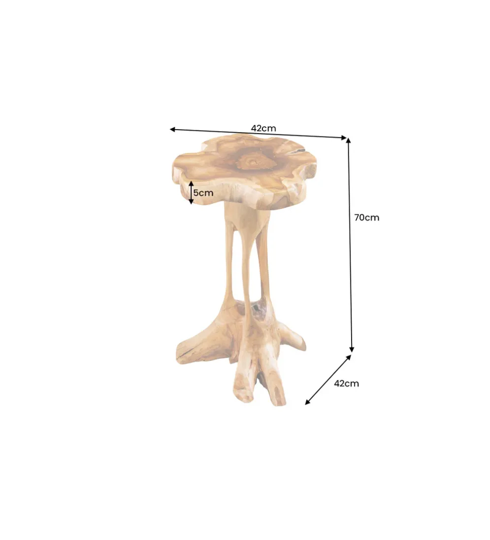 Stolik kawowy ROOT 70 cm drewno teak naturalny