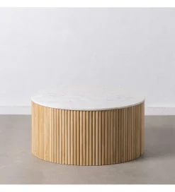 Stolik kawowy SPINDIMA 80 cm drewno mango marmur