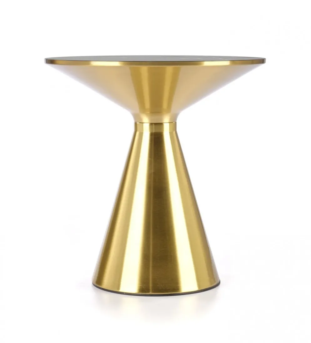 Stolik kawowy TRIBECA 50 cm ceramika w optyce czarnego marmuru