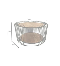 Stolik kawowy TRUE ELEMENTS 70 cm  drewno akacjowe czarny naturalny