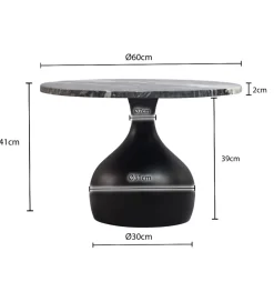 Stolik kawowy URANAKI 60 cm blat marmur