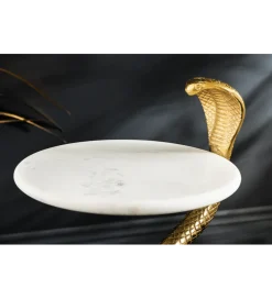 Stolik kawowy WILDLIFE COBRA 60 cm złoty biały marmur