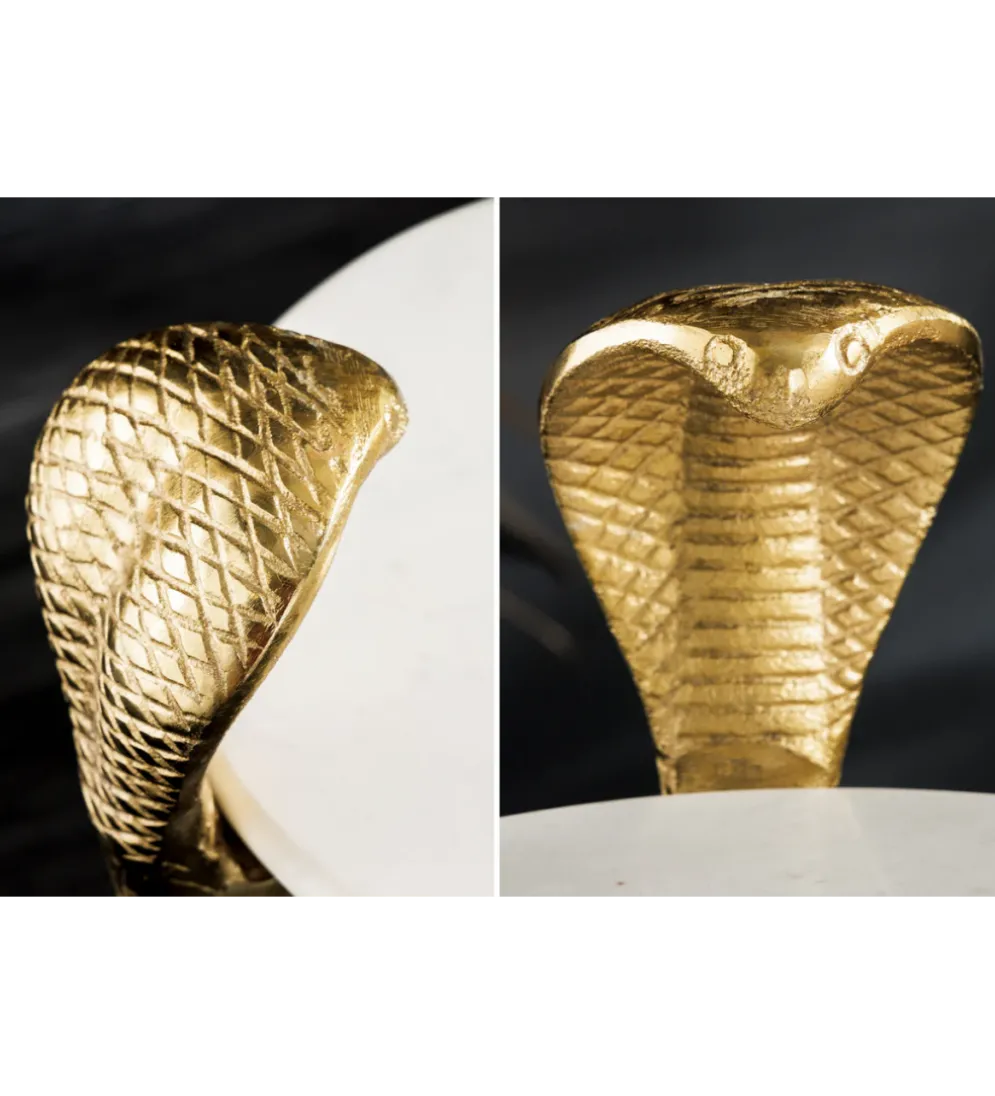 Stolik kawowy WILDLIFE COBRA 60 cm złoty biały marmur