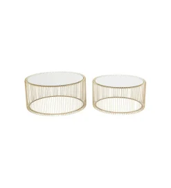 Stolik kawowy Wire Brass set 2 złoty